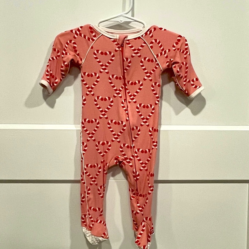 sweet bamboo candy cane Christmas footie newborn